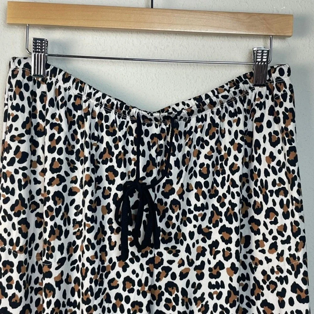 Flora by Flora Nikrooz Leopard Print Pajama‎ Set Women's L Cozy Lounge
